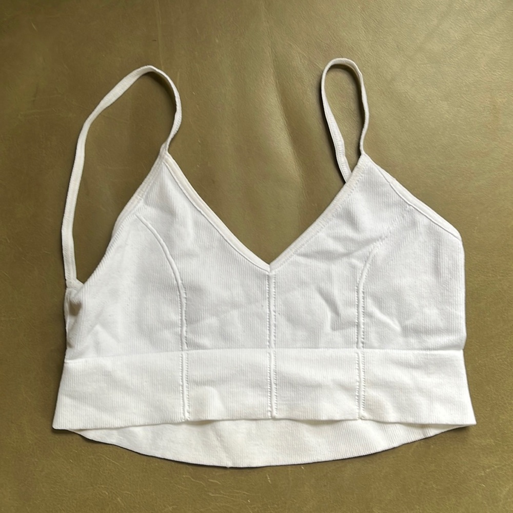 Free people unlined white low back bra